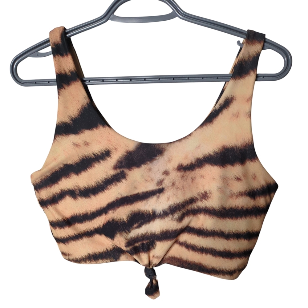 ***4/20*** ZAFUL Tiger Print Scoop‎ Neck Knotted Tankini Top Size Large (US 8)